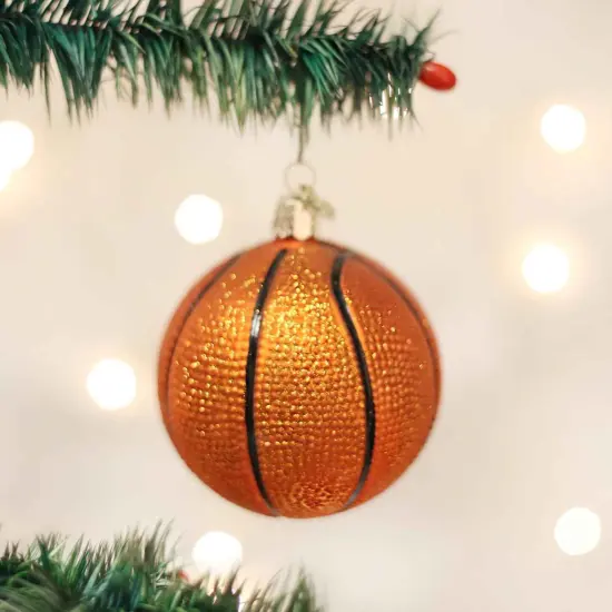 Old World Christmas 3.5 Inch Basketball Ornament Christmas Tree Ornament , Sports Ornament Orange {3}
