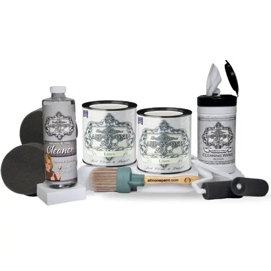 ALL-IN-ONE Paint, 2 Quart Cabinet Paint Bundle and Tool Kit Linen {1}