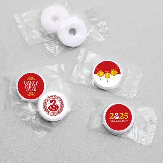 Big Dot of Happiness 2025 Year of the Snake - Lunar New Year Round Candy Sticker Favors - Labels Fit Chocolate Candy (1 sheet of 108) {4}