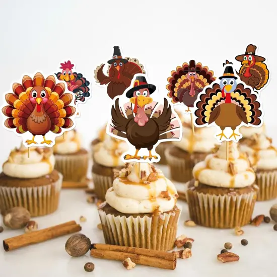 36Pcs Friendsgiving & Thanksgiving Cupcake Toppers - Brown {3}