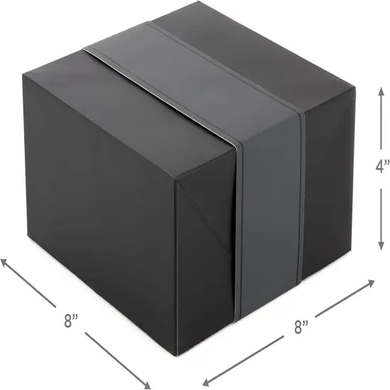8" Medium Black Gift Boxes with Wrap Bands (3 Boxes, 3 Wrap Bands) for Weddings, Bridal Parties, Groomsmen Gifts, Valentine's Day, Graduations, Wrapped Treats and Cookies {3}