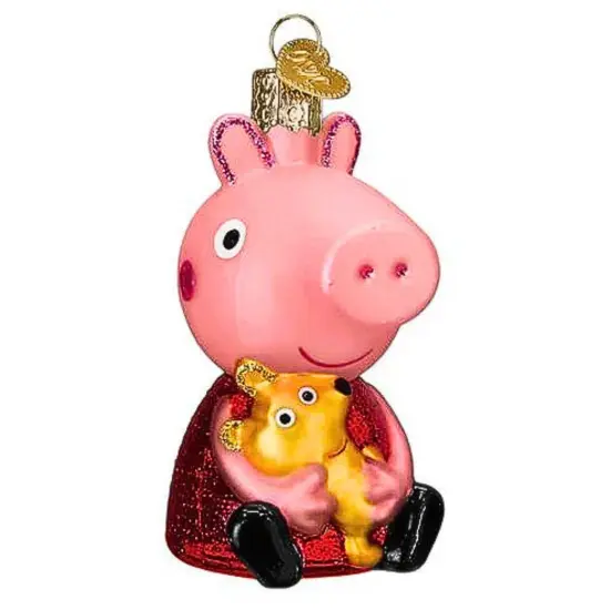 Old World Christmas 3.25 In Peppa Pig With Teddy Christmas Tree Ornament , Cartoon Children's Series Pink {1}