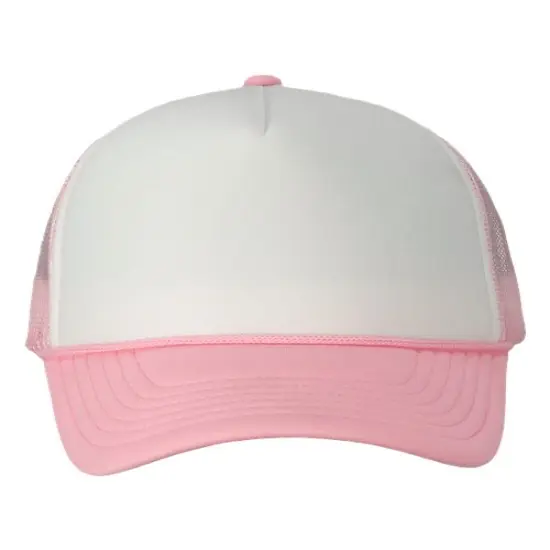 Valucap&reg; Foam Mesh Back Trucker Cap White/ Pink {1}