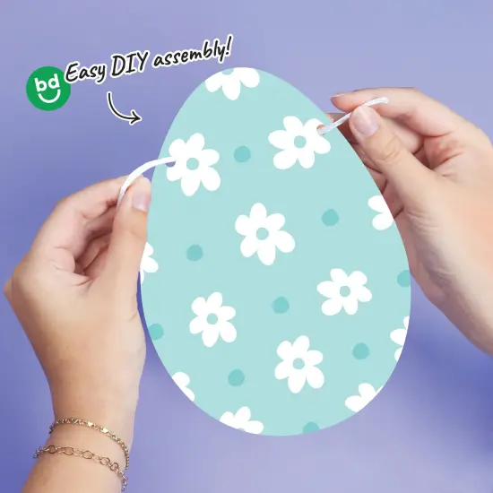 Big Dot of Happiness Easter Egg Garland Banner, Colorful Spring Hanging Decorations, Happy Easter Party Banner, 30 Feet of Cord, 15 Double-Sided Pastel Eggs {4}