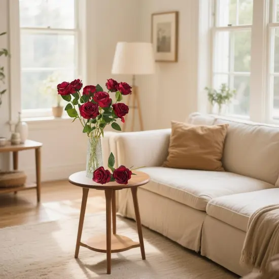 12 PCS Artificial Flowers Roses Silk Flowers Fake Long Stem Artificial Roses {2}