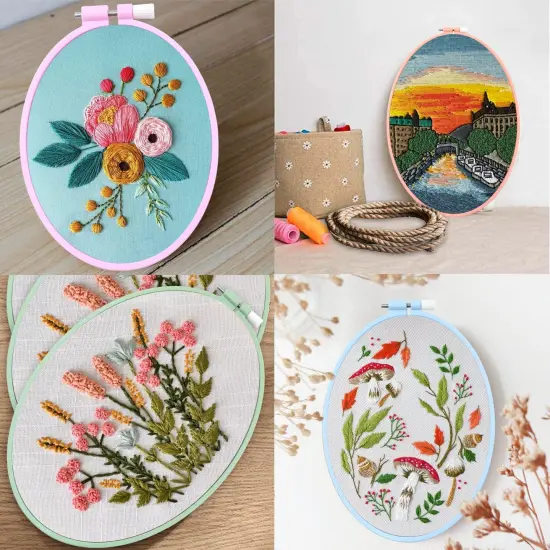 5 Pcs 5 Size Oval Embroidery Hoops, ABS Plastic Embroidery Hoops Cross Stitch Hoops Embroidery Frames for Sewing, Needlework, Embroidery Projects (Size-11.4", 9.6", 7.5", 5.7",3.9") {2}