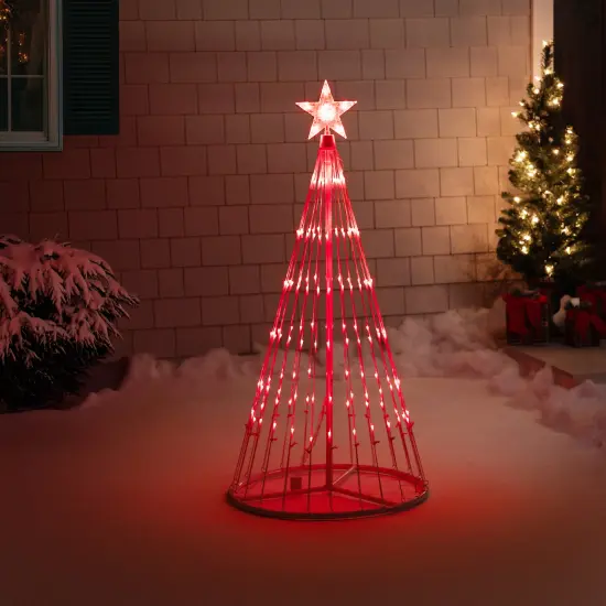 Northlight LED Lighted Show Cone Tree with Star Outdoor Christmas Decoration - 4' - Red White {4}