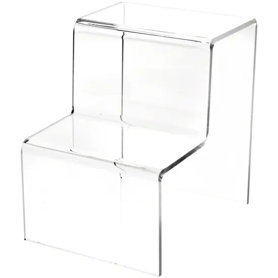 Plymor Clear Acrylic 2-Step Solid Back Display Stairs, 8.25" H x 6" W x 8.75" D {2}