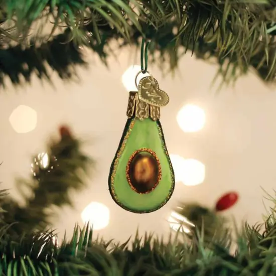 Old World Christmas 1.75 In Mini Avocado Christmas Tree Ornament , Ornament Fruit Pear Shaped Green {3}