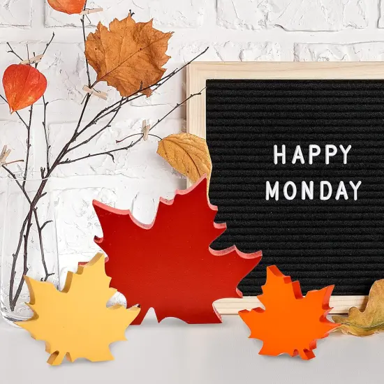 3 Sizes Maple Leaves Wooden Sign Table Decor {4}