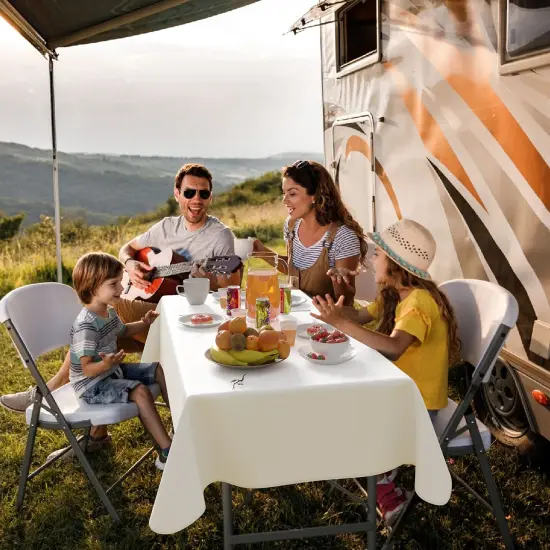 Exquisite Vinyl Tablecloth &ndash; 54" x 70" &ndash; Pack of 1 &ndash; Rectangular Plastic Table Cover with Flannel Backing &ndash; Reusable & Waterproof Tablecloth for Events and Parties White {4}