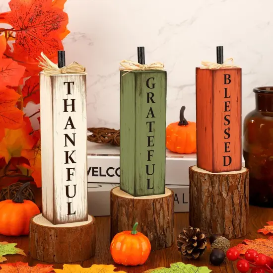 Thankful Blessed Grateful Tabletop Signs {3}