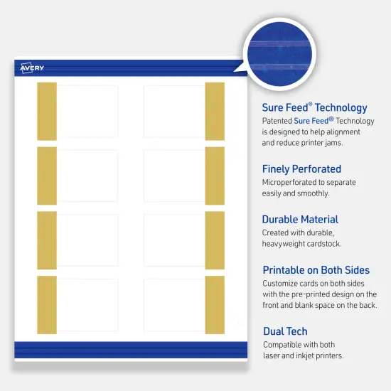 Avery Printable Rectangle Tags, Gold-Dipped Edge, 2" x 3", Matte White Rectangle Tags, Laser/Inkjet, 80ct, Great for Product Tags {3}