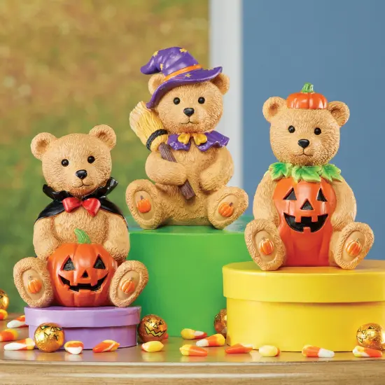 Collections Etc Hand-Painted Halloween Bear Sitter Decoration - Set of 3 {2}