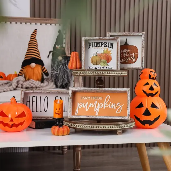 Hello Fall Block Sign Tabletop Decor {3}