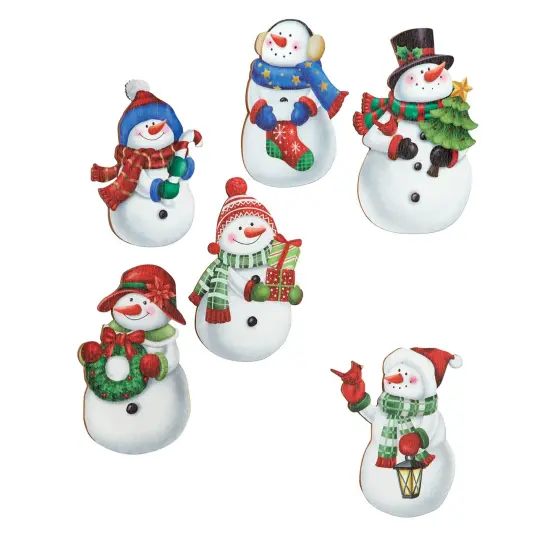 Collections Etc Festive Snowmen Kitchen Magnets - Set of 6 {2}