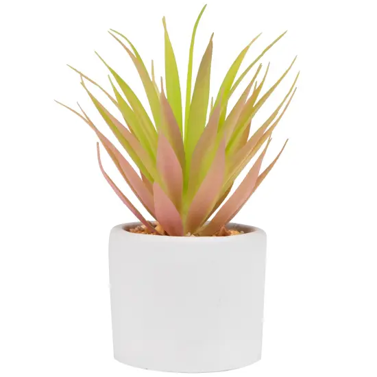 Northlight 6.5" Green Artificial Sword Grass in a White Pot {4}