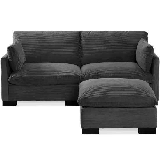 Best Choice Products 82in Modular Sectional Pillowtop Sofa w/ Ottoman & Storage Gray {1}