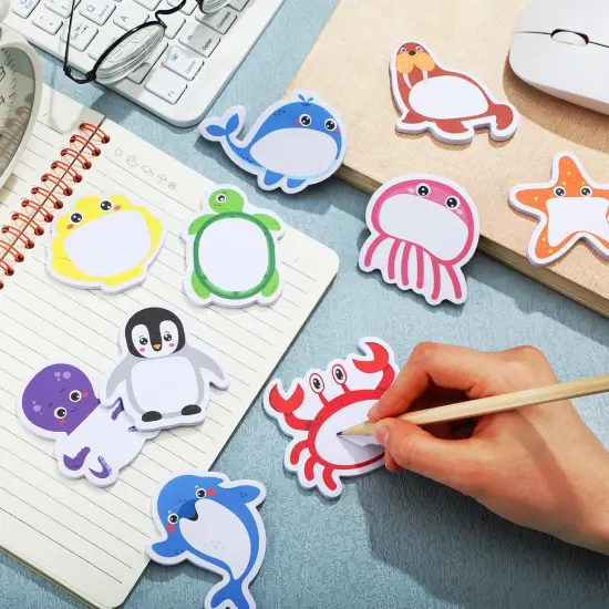 24 Pads Cute Sticky Notes Kawaii Fun Animal Sticky Notes Pads Bulk Cartoon Memo Self Adhesive for Veterinary Gift Office School Tab Animal Party Supplies(Ocean Animals) {3}