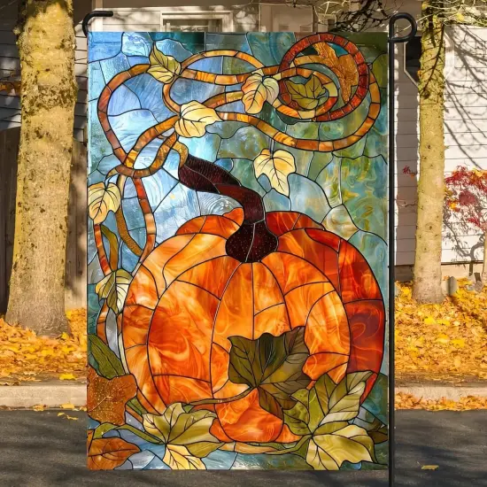 Fall Pumpkins Garden Flag Double Sided Polyester {4}