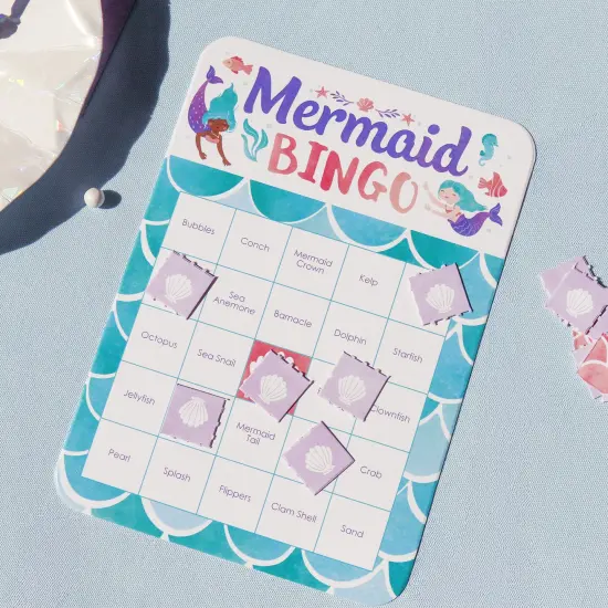 Big Dot of Happiness Mermaid Bingo Cards and Markers, Mermaid Birthday Party Bingo Game Activity for Kids - Set of 18 {3}