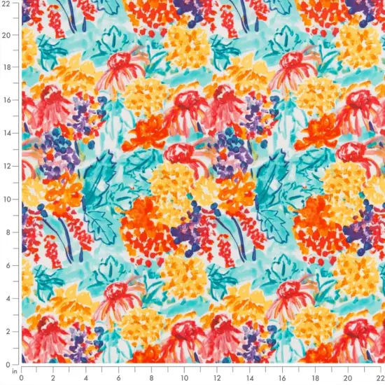 Summer - Aqua & Teal,Orange & Rust,Red & Burgundy Floral Upholstery Fabric 54 Inches" {4}