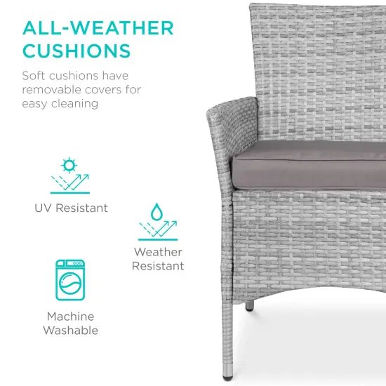 Best Choice Products 5-Piece Indoor Outdoor Wicker Patio Dining Table Furniture Set w/ Umbrella Cutout, 4 Chairs Gray {4}