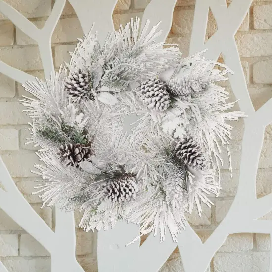 24" Snow-Covered Pine Wreath - Pine Cones & Greenery, Lifelike Winter D&eacute;cor, Perfect for Front Door, Mantel & Wall - Christmas & Holiday Accent, 2024 Christmas Collection, Floral Home by Artificial Flowers {3}