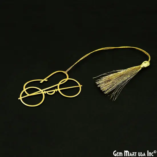 Metal Specs Shape Bookmark With Tassel. Gold Bookmark, Reader Gift, Handmade Bookmark, Page Marker, Aesthetic Gift. 70x38mm {4}