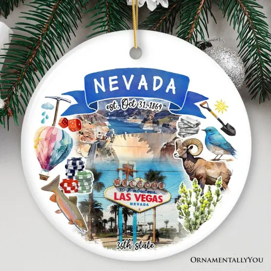 Artistic Nevada State Themes and Landmarks Christmas Ornament {1}