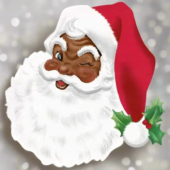 12" Metal Embossed African Santa Face {3}