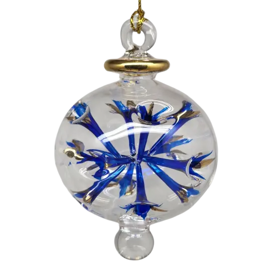 Blown Glass Pierced Starburst Ornament - Blue {5}