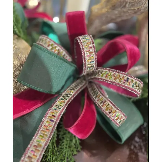 1.5" Jeweled Metallic Wired Ribbon (5 Yards) {3}