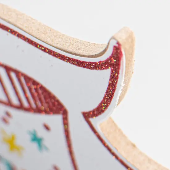 15" Wooden Banner Sign: Glitter Birthday {2}