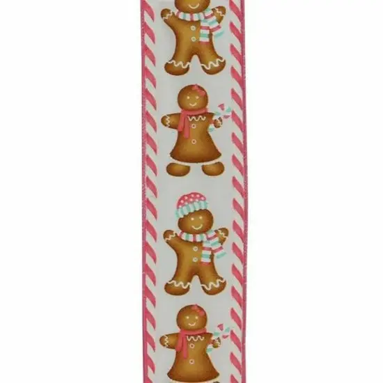 2.5" Gingerbread Boy Girl Ribbon: White/Pink (10 Yards) {2}
