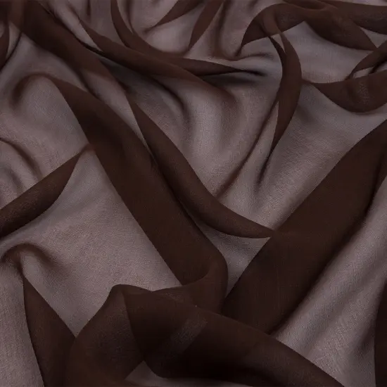 1 Yard Premium Silk Chiffon Solid Dark Brown Fabric Lightweight 44 Inch Width {1}