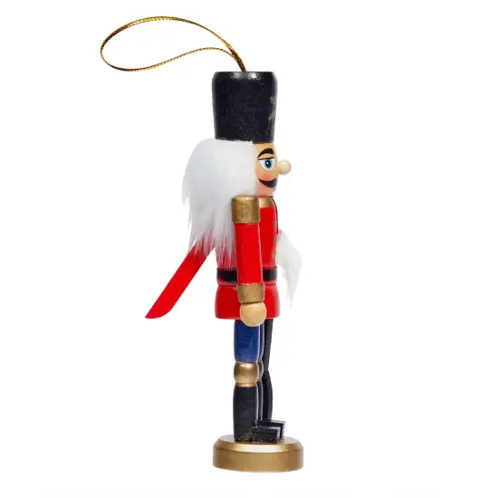 6 Pack Wood Nutcracker Ornaments for Christmas Tree, Rustic Holidays Decorations in 6 Designs (7.2 x 1.1 x 1.1 Inches) Red {4}