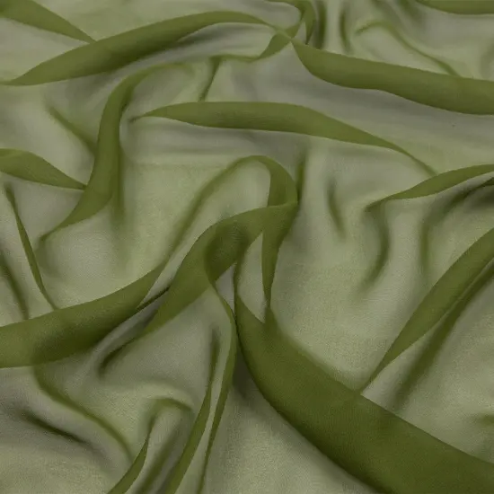 1 Yard Sheer Silk Chiffon Pesto Green Premium Solid Lightweight Fabric 44 Inch Width {1}