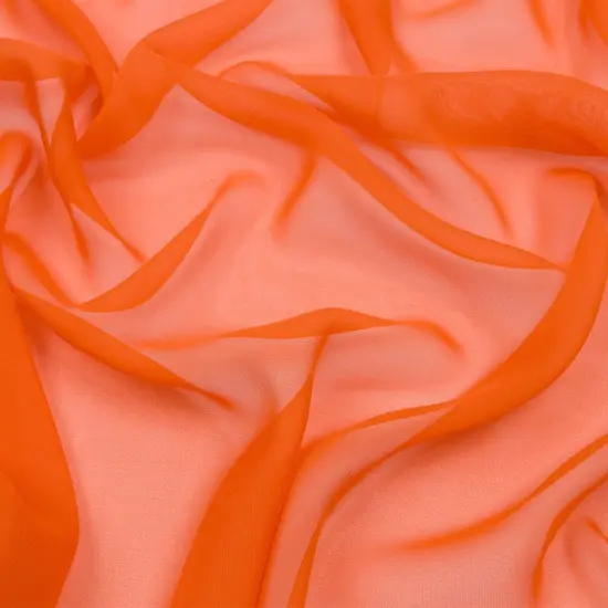 1 Yard Mood Designer Silk Chiffon, Burnt Orange Sheer Lightweight Fabric for Dresses & Scarves, 44 Inches Wide {1}