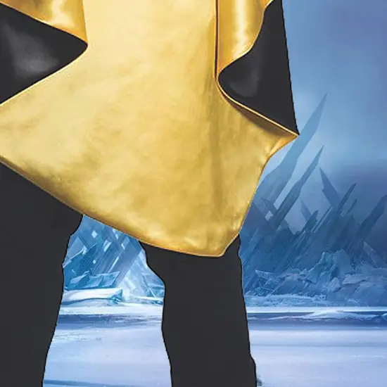 Yellow Robin Costume Cape for Kids with Black Superhero Emblem {3}