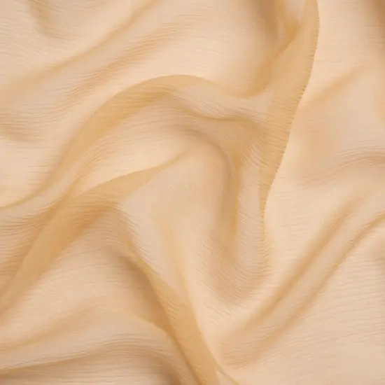 1 Yard Silk Crinkled Chiffon Toasted Beige Sheer Lightweight Draping Fabric, 43 Inches Wide {1}