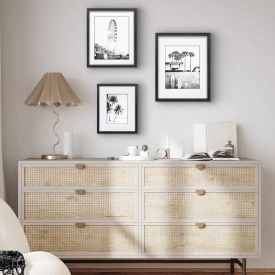 Americanflat Set of 3 Picture Frames - Includes 8x10, 10x12, 11x14 Frames - Use as 5x7 and 8x10 Frames with Included Mat - Black Picture Frames with Deep, High-Quality Molding and Shatter-Resistant Glass {6}