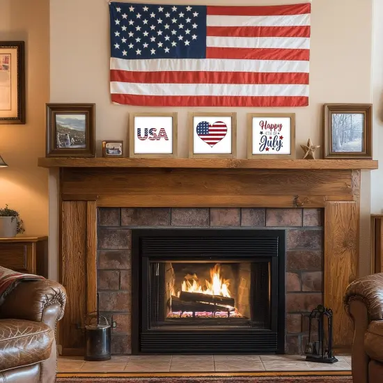 3pcs 4th Of July Wooden Patriotic Wall Decor with Frame (red white blue) {5}