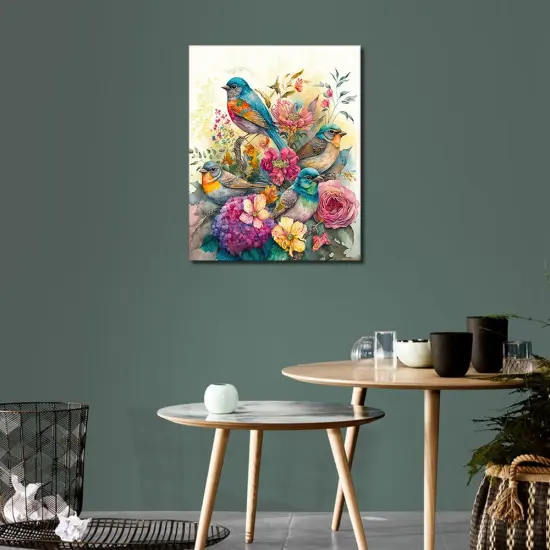 Birds Paint by Number for Adult, Birds and Flowers Paint by Numbers, Birds Adult Paint by Numbers Kits on Canvas, 16X20 Inch Flowers Paint by Numbers for Adults Beginners {4}