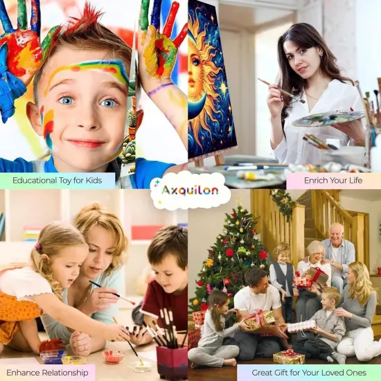 Paint by Numbers Kit for Adults Beginner-Sun and Moon Adult Paint by Number Kits on Canvas, Easy Adults' Paint-by-Number Kits Oil Painting Craft Supplies for Gift Home Wall Decor 16x16in {5}