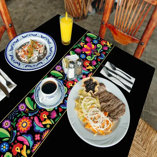 3 Pcs Fiesta Tablecloth 108 x 54 Inch Plastic Tablecover Mexican Waterproof Tablecloth Disposable Table Cover for Taco Night Festive Mexican Fiesta Wedding Party Decoration (Black) {4}