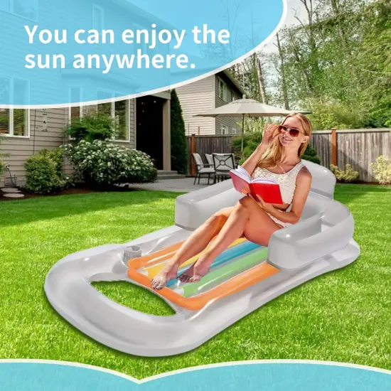Premium Recliner Pool Lounger Float,Tanning Pool Float with Backrest and Cup Holder,Inflatable Pool Floats Adult with Fast Inflation,Swimming Mattress for Summer,Beach,Swimming Pool {3}