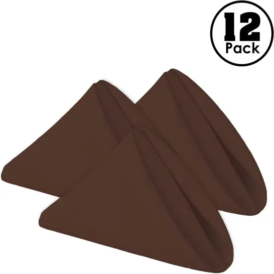 Cloth Napkins - 17 x 17 Inch Chocolate Dinner Napkins - Set of 12 Soft & Absorbent Washable Fabric Cloth Table Napkins with Hemmed Edges for Hotel Restaurant, Holiday Parties & Wedding {5}