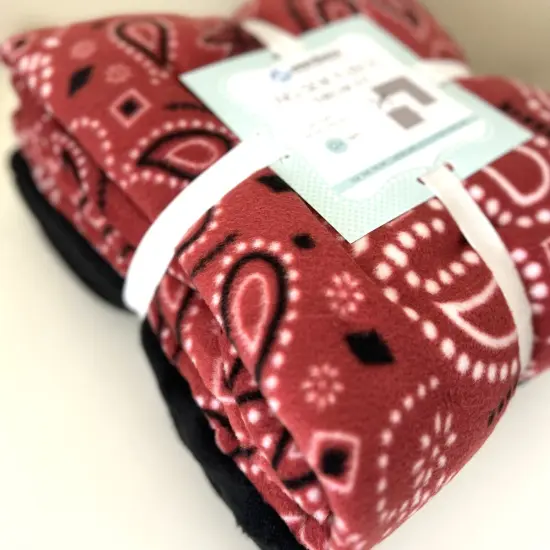 Bandana Handkerchief Red Anti-Pill Premium No-Sew Throw Fleece Fabric Kit (72x60) {2}