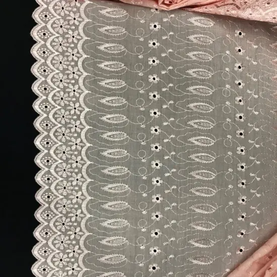 1 Yard Blush Medium Eyelet Cotton Blend Fabric with Soft Feel and Border 41/42 Inches Wide {2}